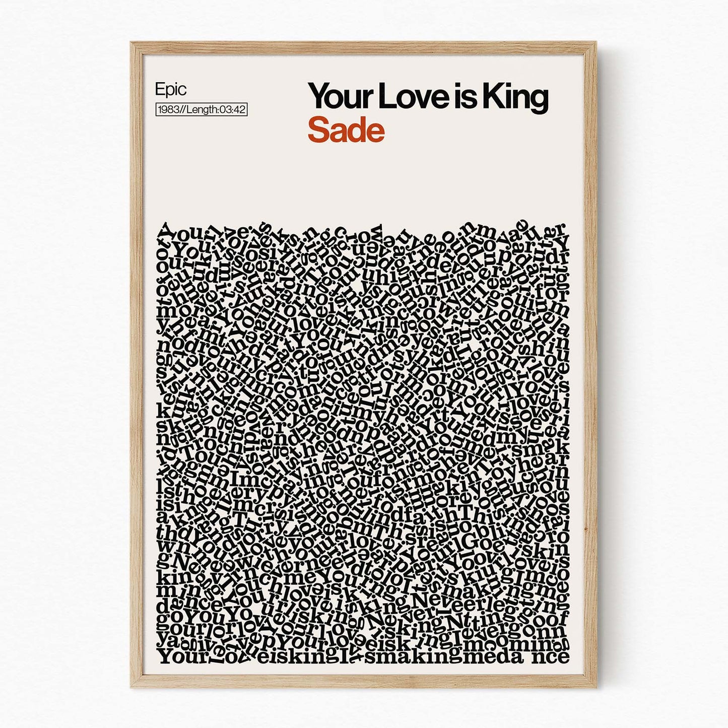 Your Love is King - Sade - Song Lyric Print