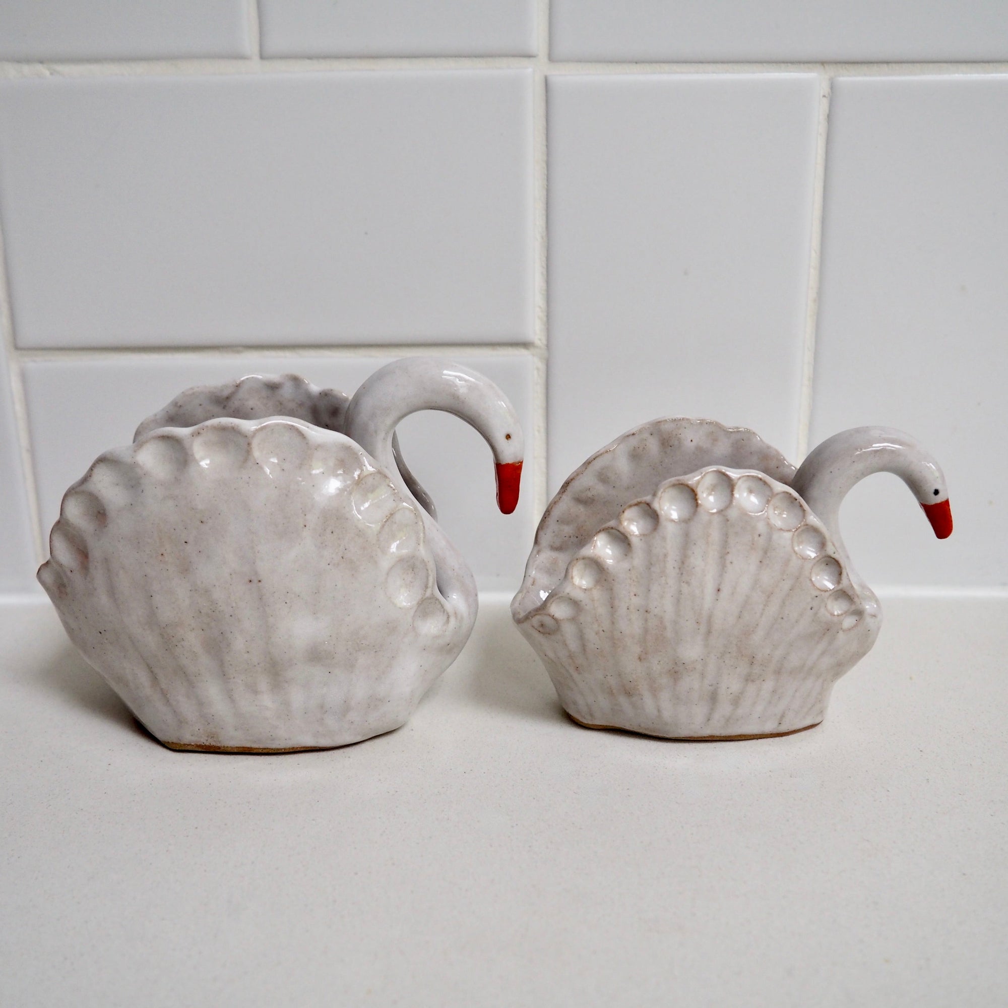 Handmade White Ceramic Small Swan Vase