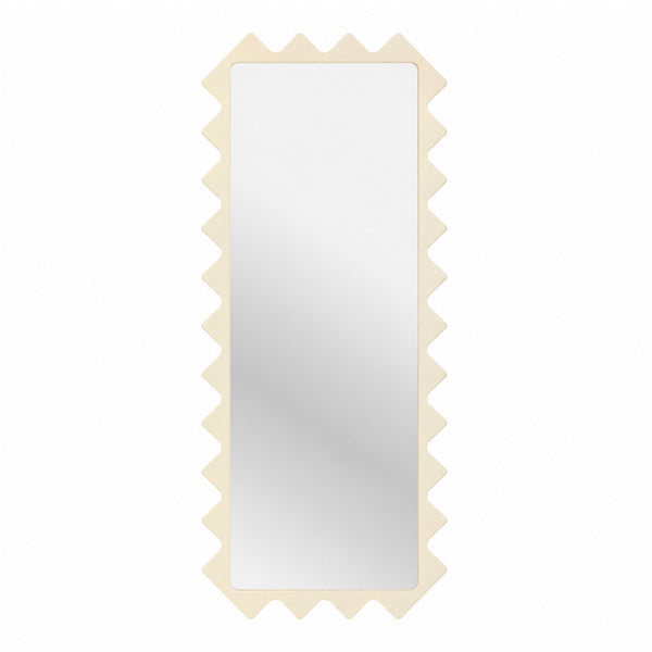 Oberig 114 Sculptural Scalloped Full-Length Red Mirror in Custom Color