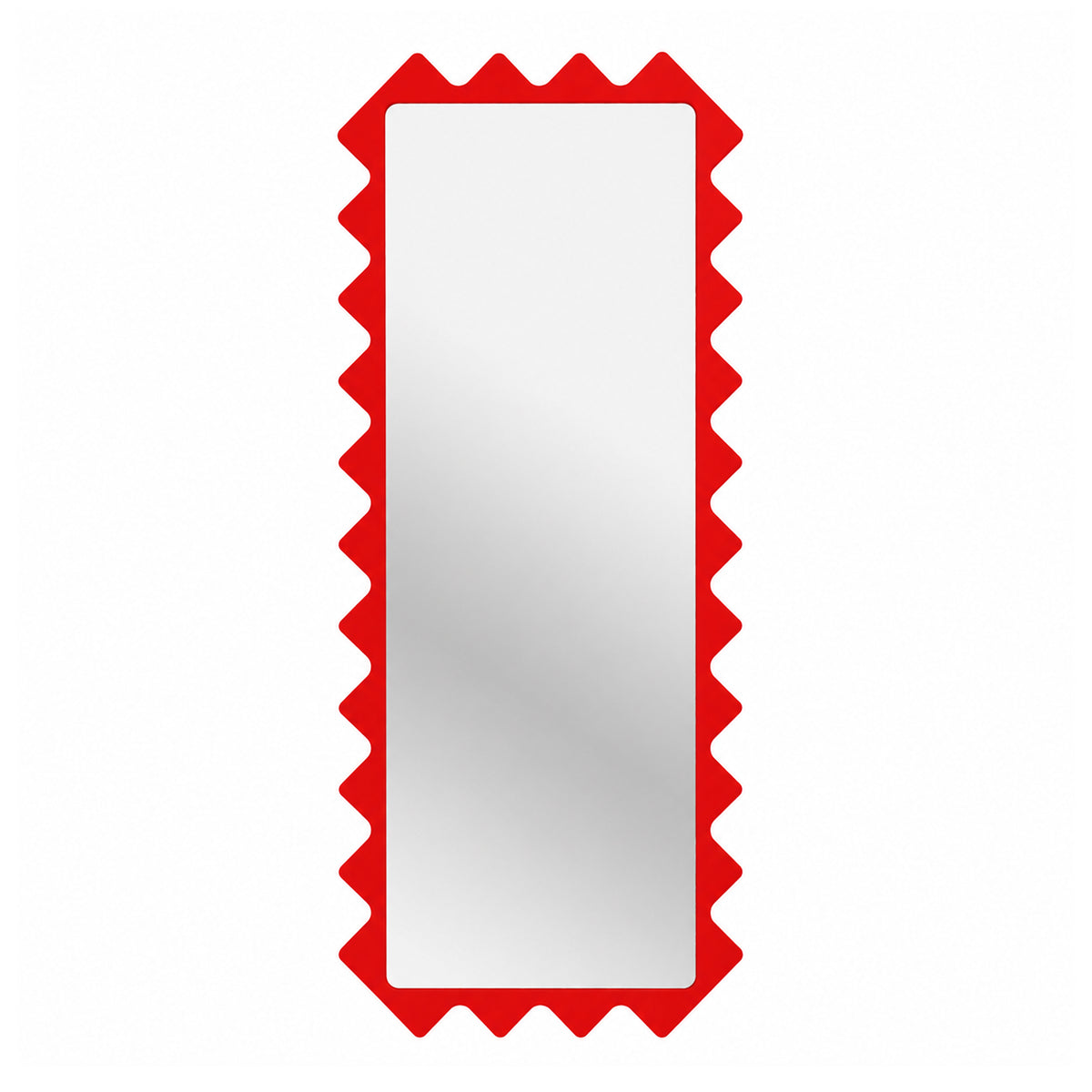 Oberig 114 Sculptural Scalloped Full-Length Red Mirror in Custom Color