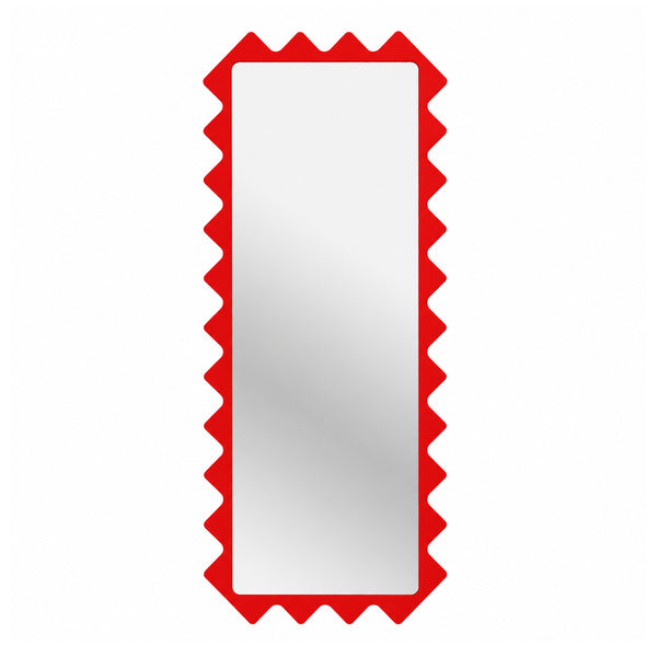 Oberig 114 Sculptural Scalloped Full-Length Red Mirror in Custom Color