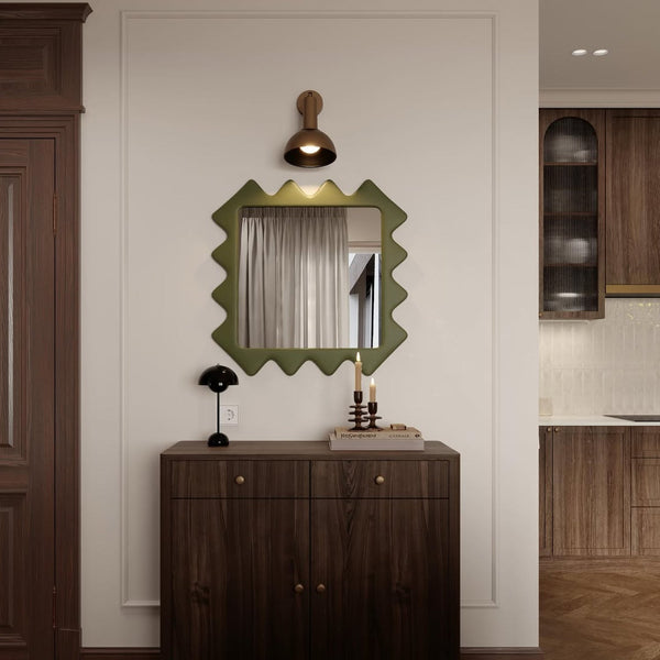 Oberig 44 Contemporary Accent Square Wall Mirror in Green Finish