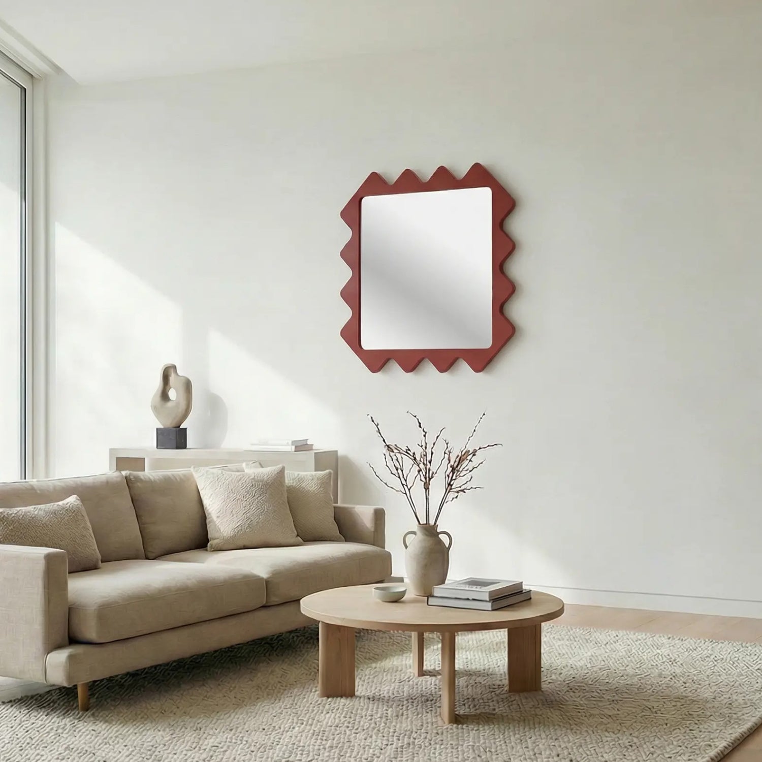 Modern Red Statement Wall Mirror - Oberig 44 by oitoproducts