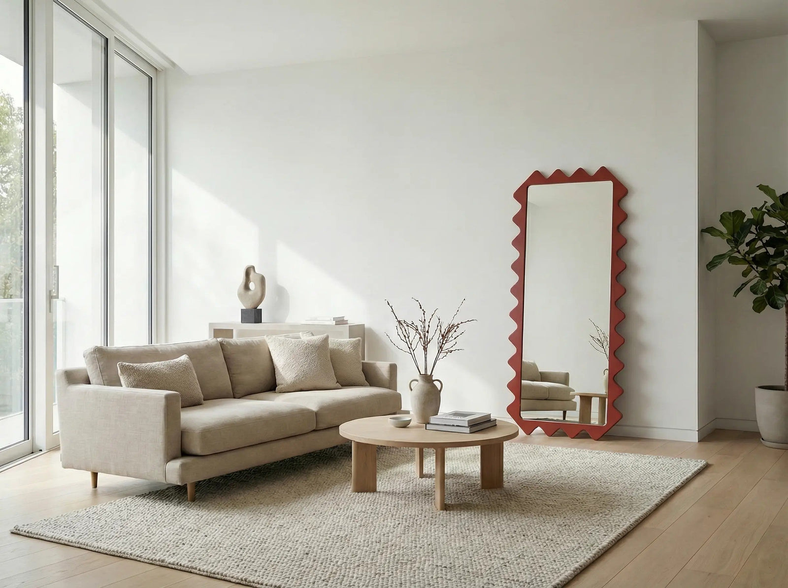 Architectural Full-Length Oberig 114 Beige Mirror Inspired by Ukrainian Heritage