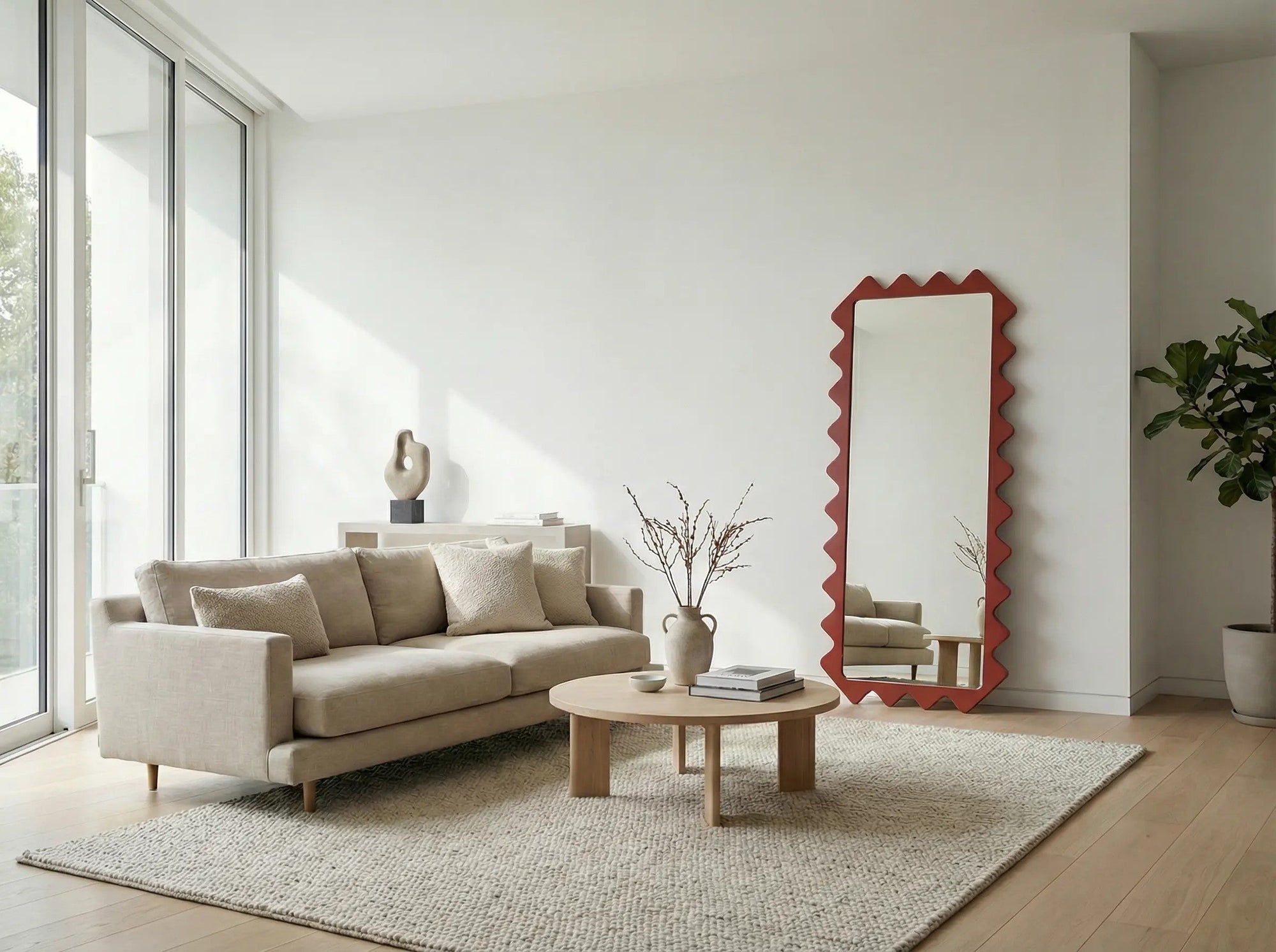 Architectural Full-Length Oberig 114 Beige Mirror Inspired by Ukrainian Heritage
