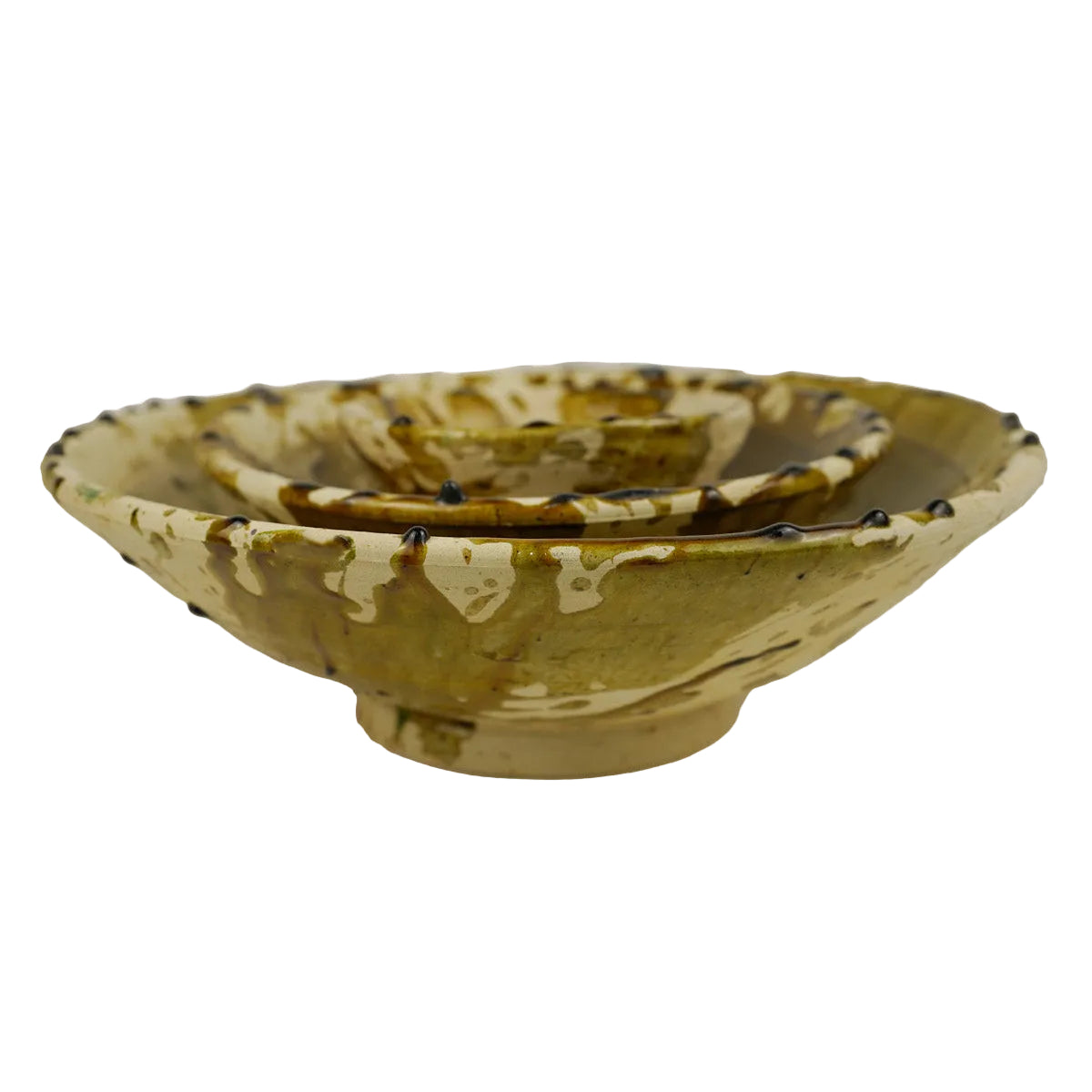Vintage Tamegroute x Puglia Splatter Design Ochre Glazed Bowls