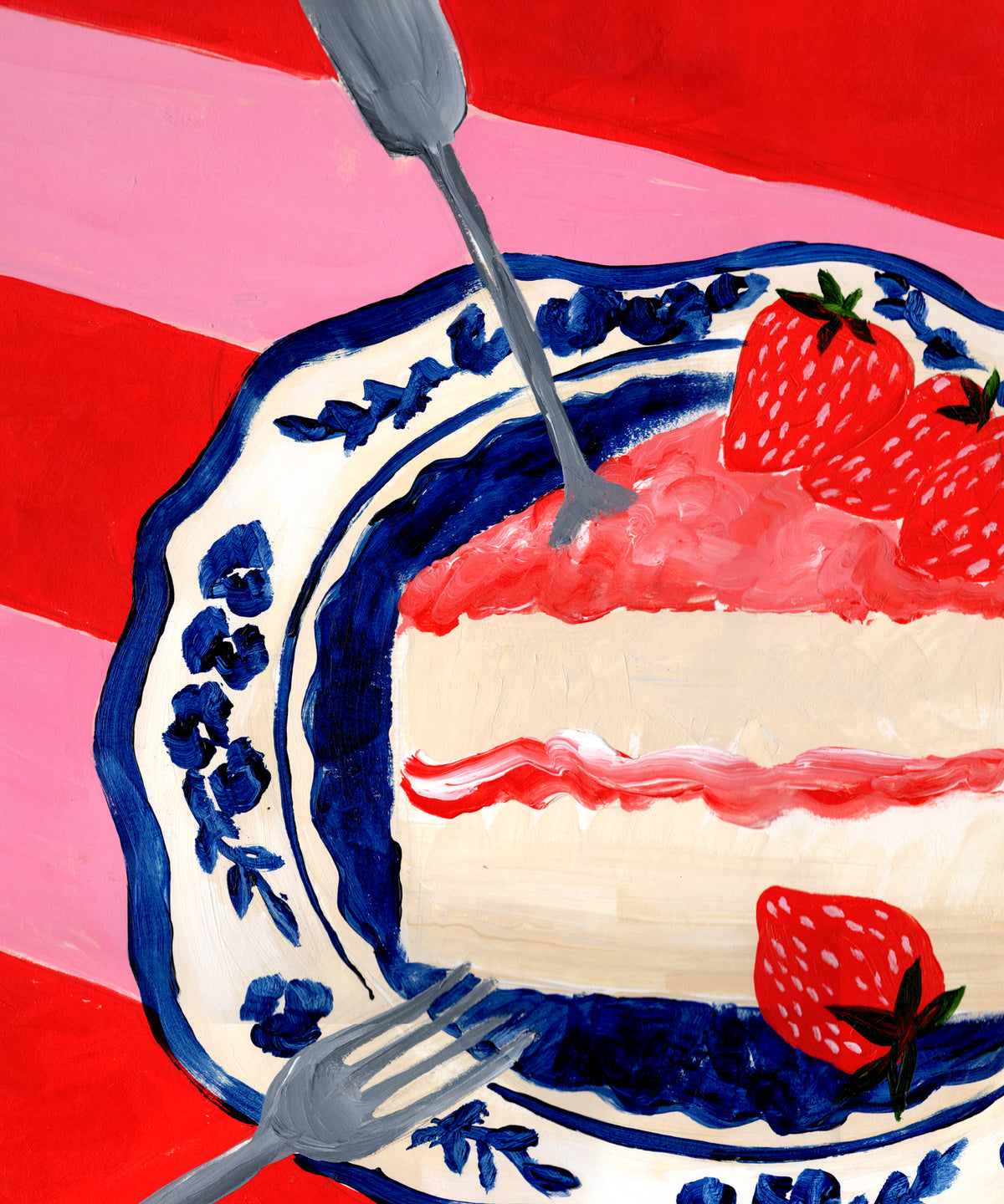 One Fork or Two? Original Cake Still Life Painting