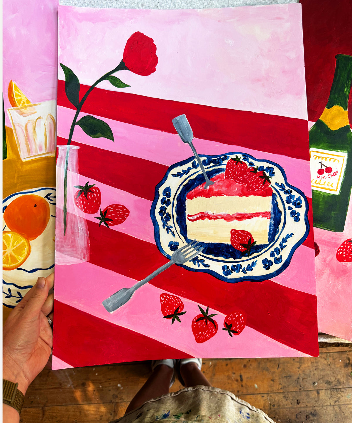 One Fork or Two? Original Cake Still Life Painting