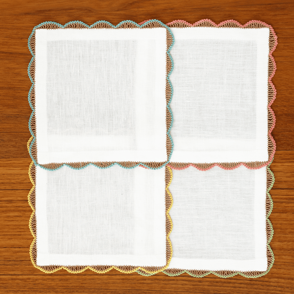 Hand Crochet Cocktail Napkins 6" x 6" (Set of 4)