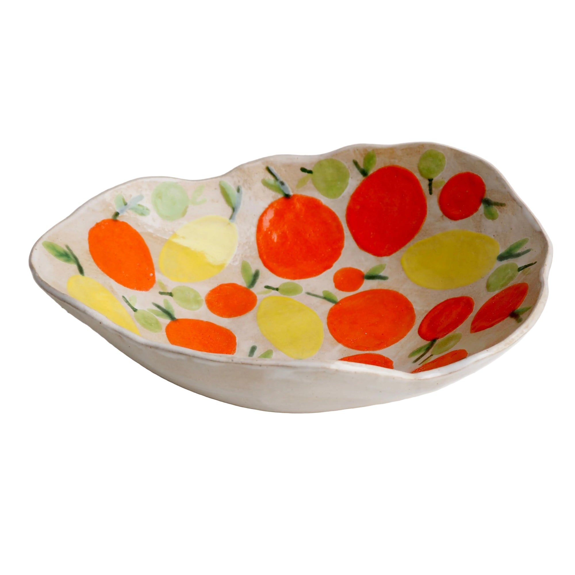 Handmade Ceramic Fruit Bowl With Oranges , Lemons And Limes