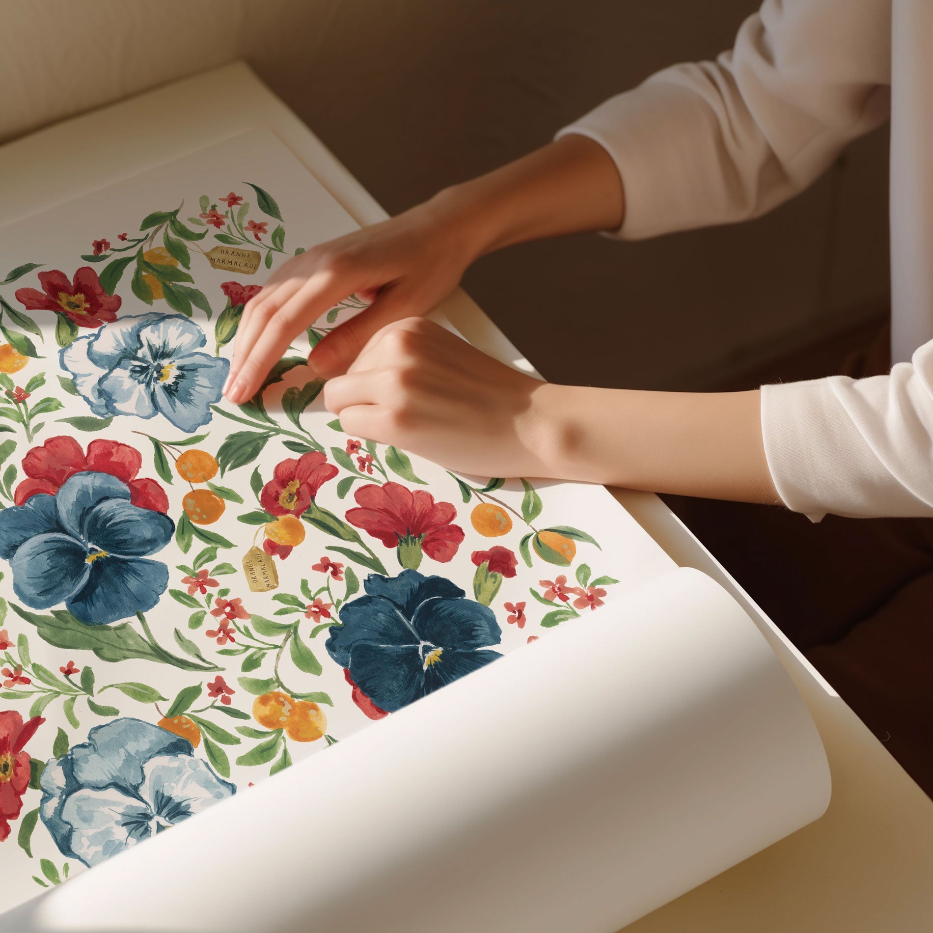 orange marmalade print rolled
