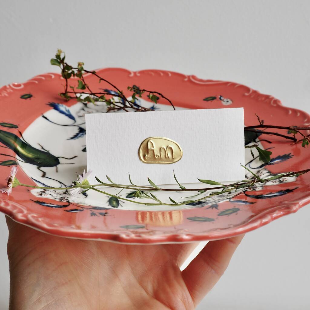 Handmade Gold Foil Personalised Name Place Cards