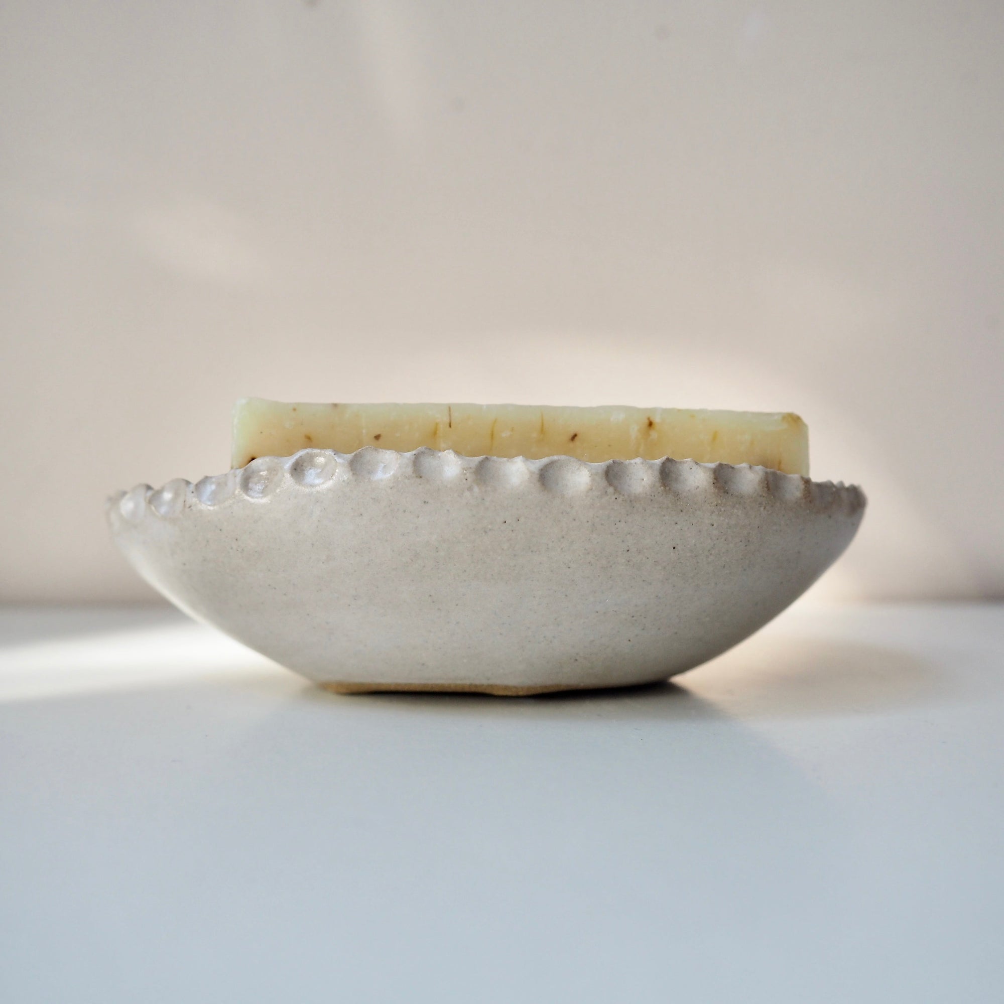 Handmade Oval Oatmeal Ceramic Soap Dish