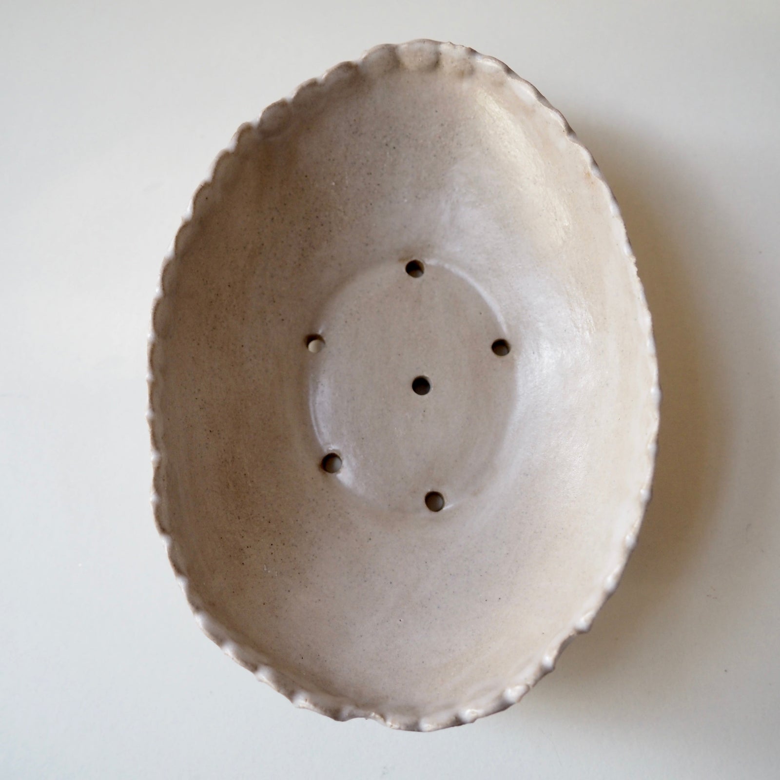 Handmade Oval Oatmeal Ceramic Soap Dish