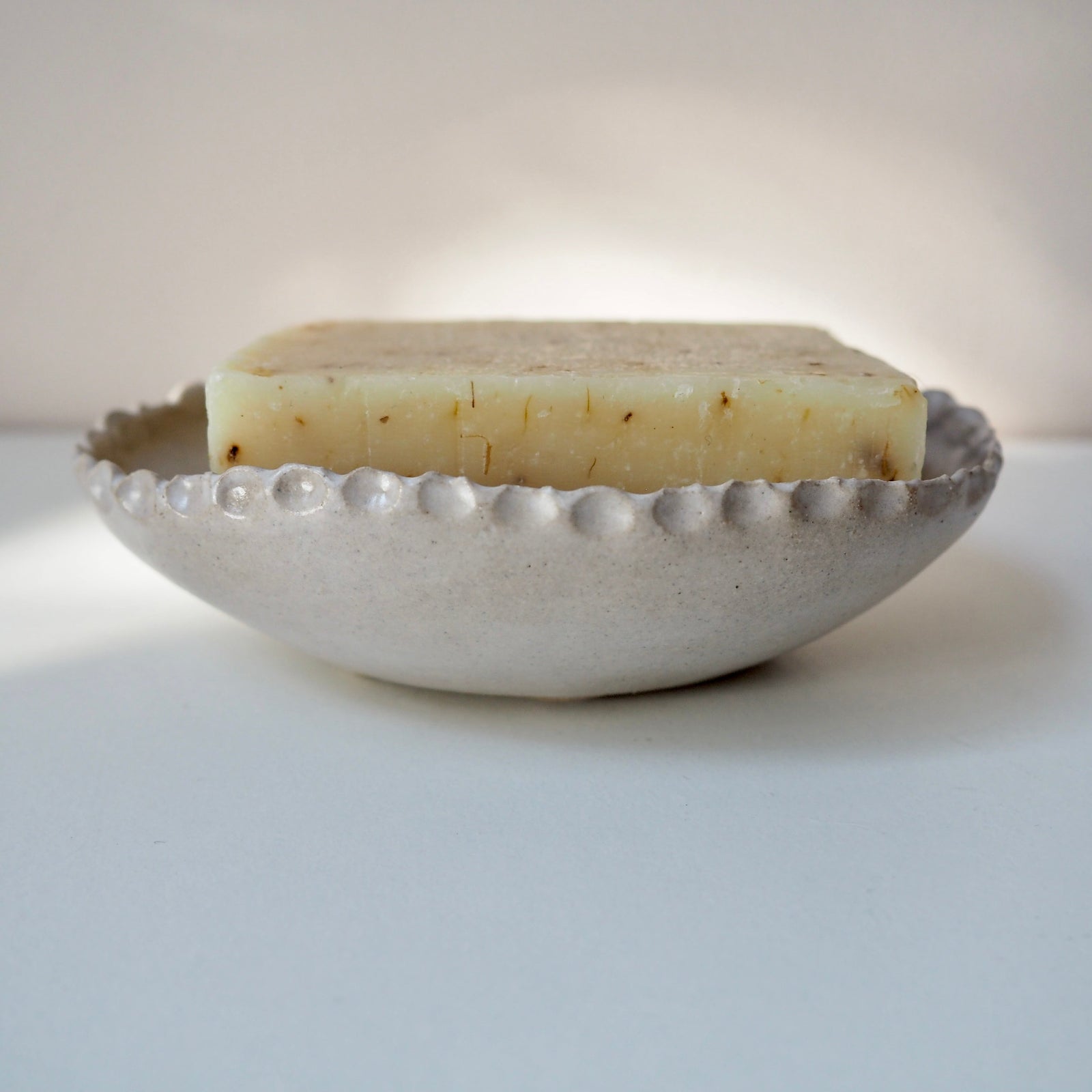 Handmade Oval Oatmeal Ceramic Soap Dish