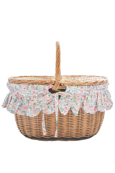 Oval Picnic Basket Hamper made with Liberty Fabric BETSY CANDY FLOSS - Coco & Wolf