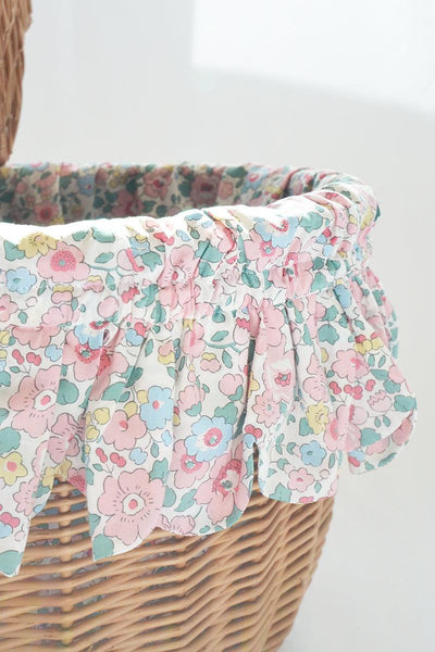 Oval Picnic Basket Hamper made with Liberty Fabric BETSY CANDY FLOSS - Coco & Wolf
