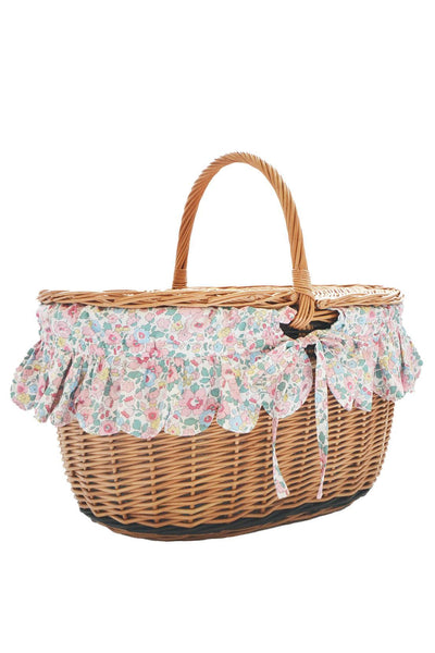 Oval Picnic Basket Hamper made with Liberty Fabric BETSY CANDY FLOSS - Coco & Wolf