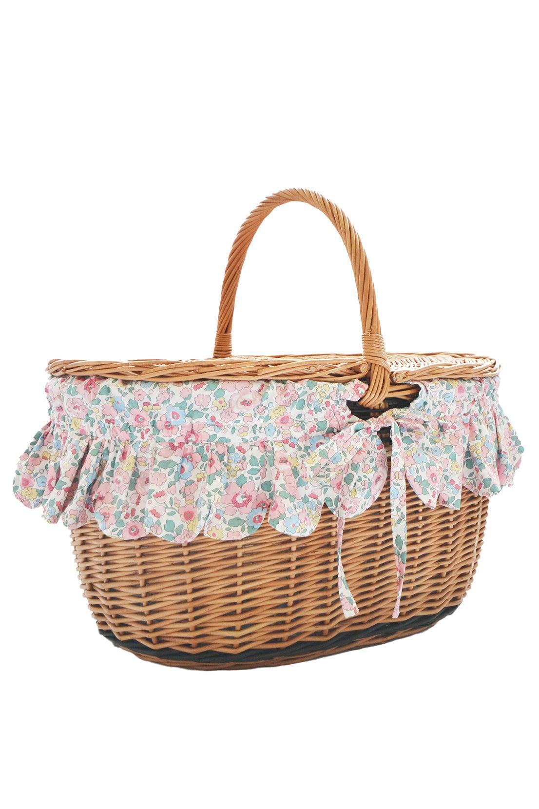 Oval Picnic Basket Hamper made with Liberty Fabric BETSY CANDY FLOSS - Coco & Wolf