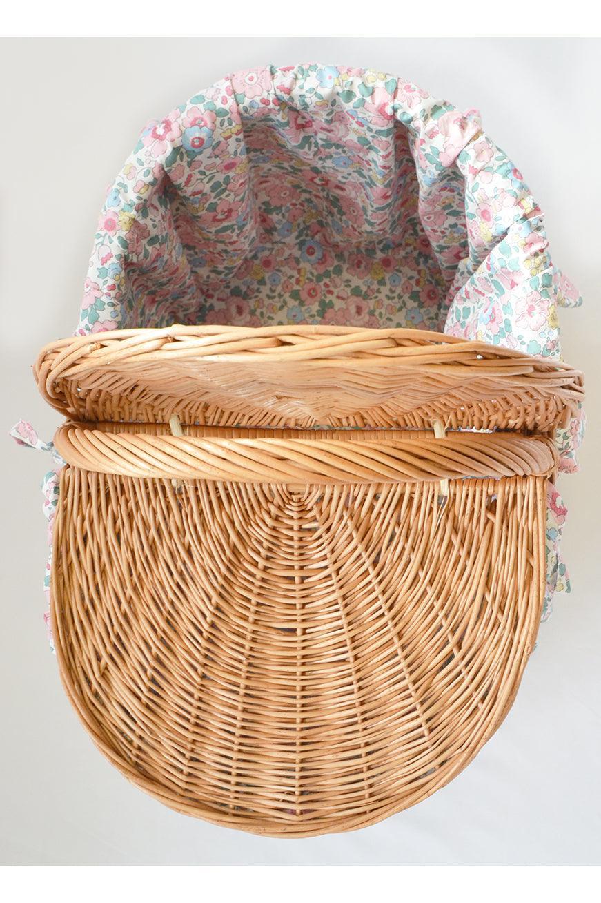Oval Picnic Basket Hamper made with Liberty Fabric BETSY CANDY FLOSS - Coco & Wolf