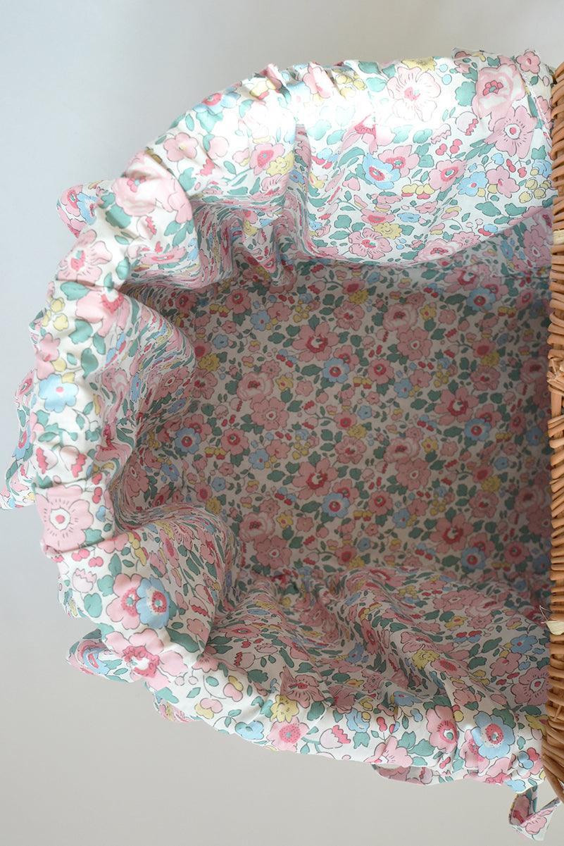 Oval Picnic Basket Hamper made with Liberty Fabric BETSY CANDY FLOSS - Coco & Wolf
