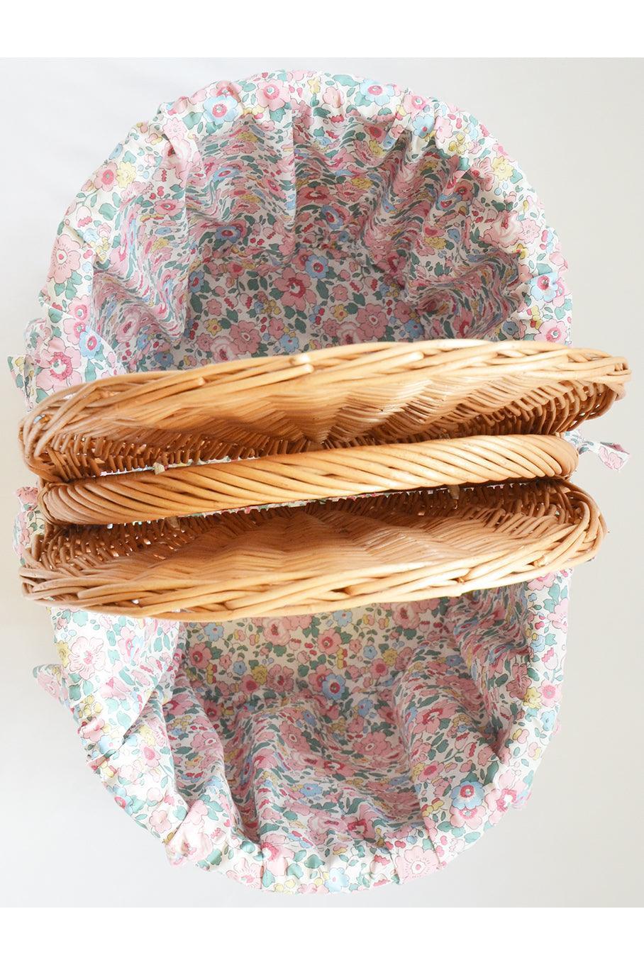Oval Picnic Basket Hamper made with Liberty Fabric BETSY CANDY FLOSS - Coco & Wolf