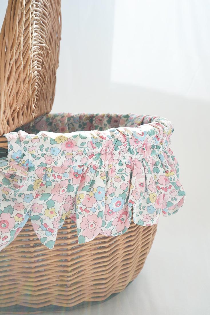 Oval Picnic Basket Hamper made with Liberty Fabric BETSY CANDY FLOSS - Coco & Wolf