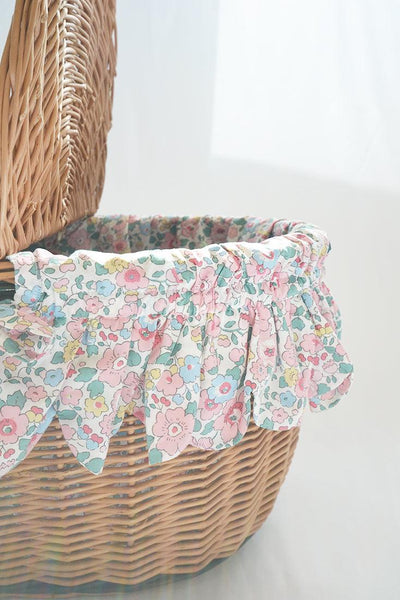 Oval Picnic Basket Hamper made with Liberty Fabric BETSY CANDY FLOSS - Coco & Wolf