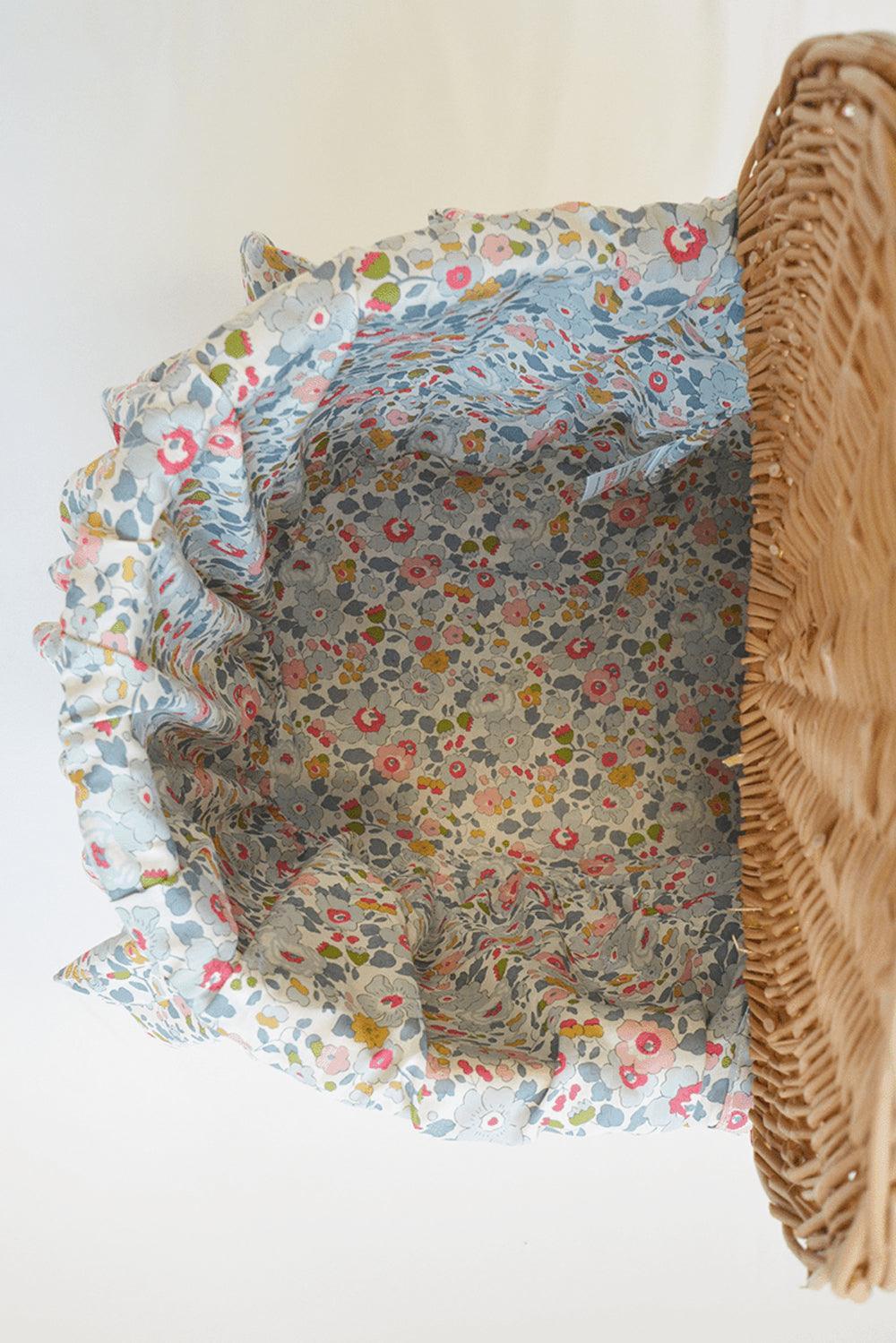 Oval Picnic Basket Hamper made with Liberty Fabric BETSY GREY - Coco & Wolf