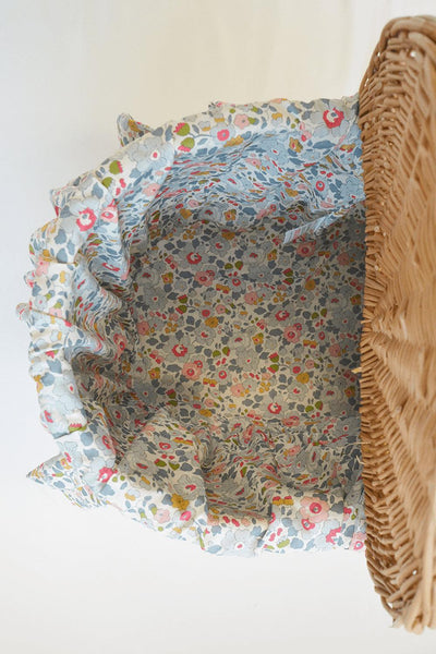 Oval Picnic Basket Hamper made with Liberty Fabric BETSY GREY - Coco & Wolf