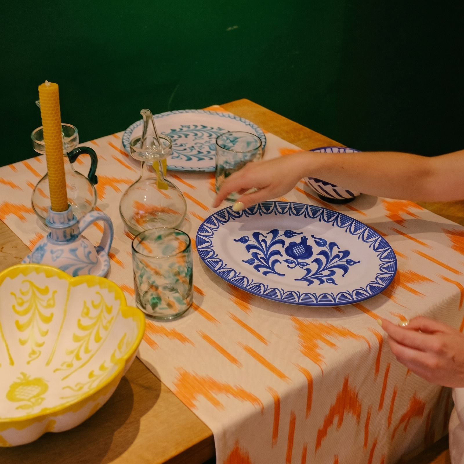 set on table with oval plate