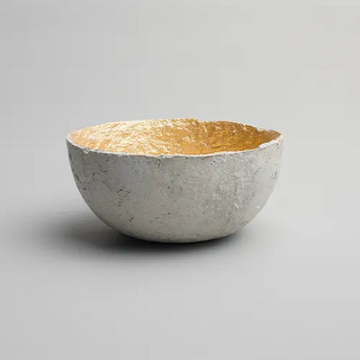 Recycled paper mache bowl - Metallic Gold Bowl - Concrete - Medium 2