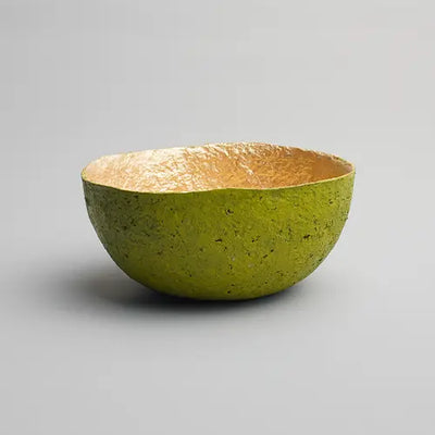 Recycled paper mache bowl - Olive Green - Medium 2