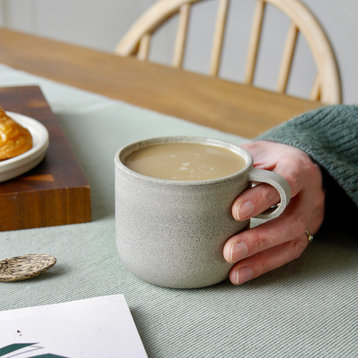 Handmade Curved Mug, Stone
