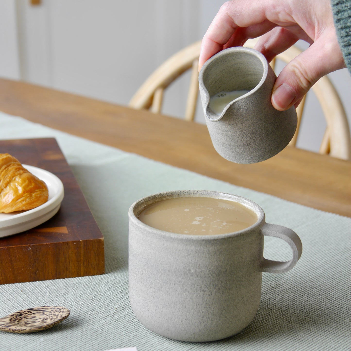 Handmade Curved Mug, Stone