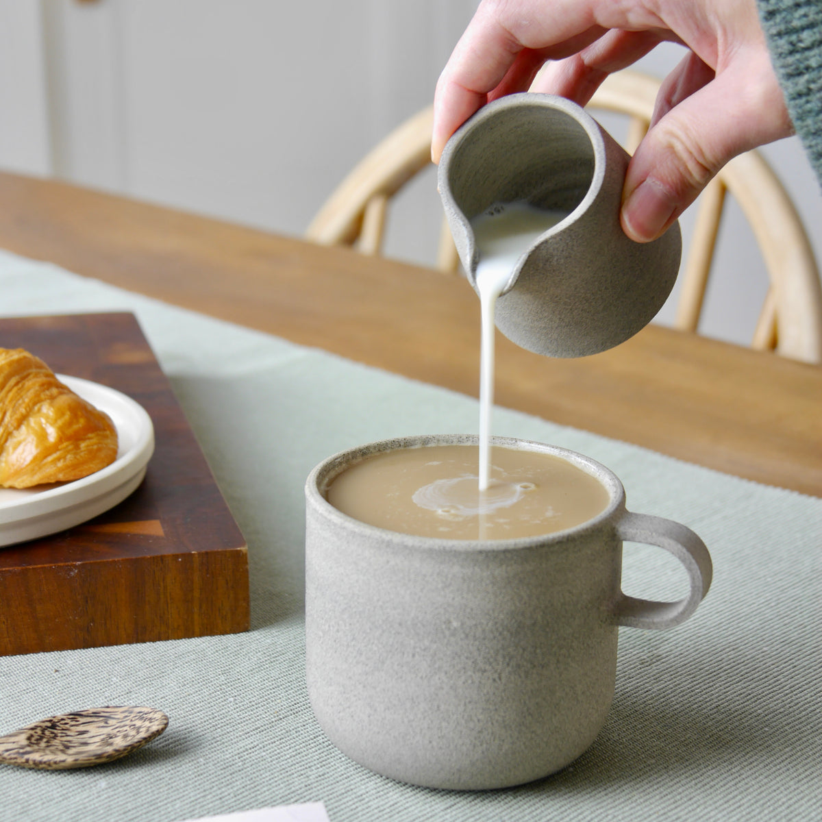 Handmade Curved Mug, Stone