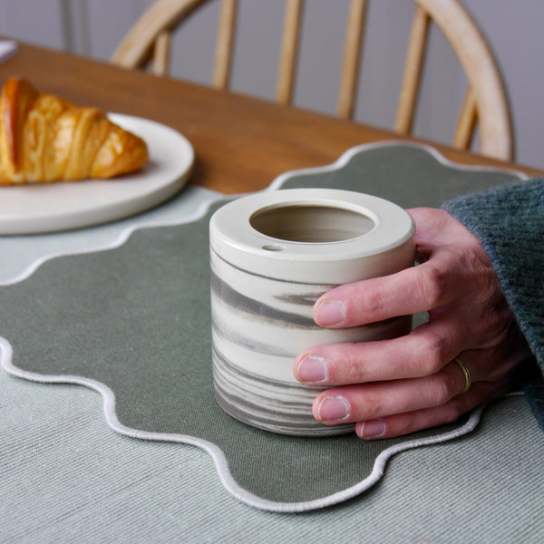 Ceramic Takeout Cup, Charcoal Marble