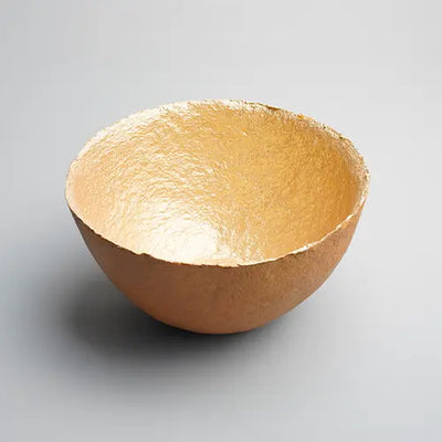 Recycled paper mache bowl - Metallic Gold Bowl - Mustrard - Large 1