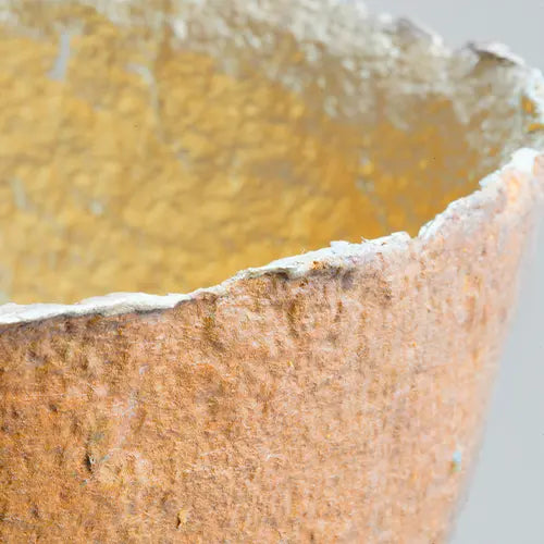 Recycled paper mache bowl  - Metallic Gold Bowl - Mustrard - Close up