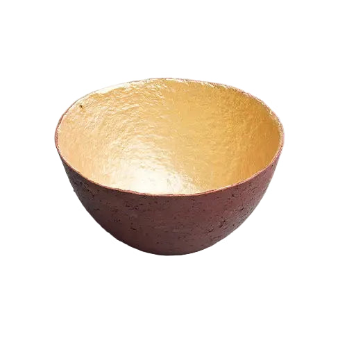 Recycled paper mache bowl -Metallic Gold Bowl - Burgundy - Large 1