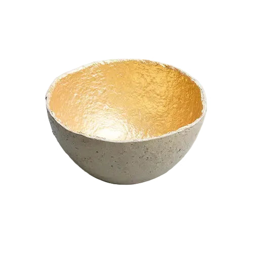 Recycled paper mache bowl - Metallic Gold Bowl - Concrete - Large 1