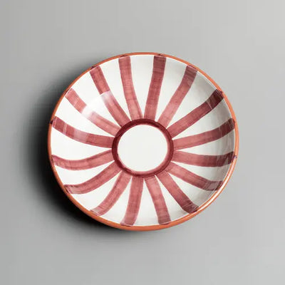 Handcrafted Ceramic - Sun Strip Shallow Bowl - Terracotta - Large  Photo 2