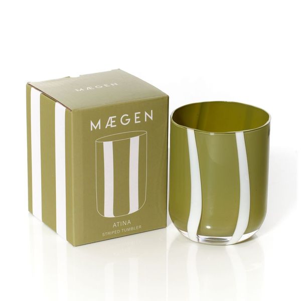 Atina Glassware | Olive & White