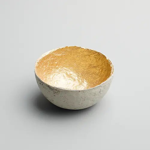 Recycled paper mache bowl  - Metallic Gold Bowl - Concrete - Small 1