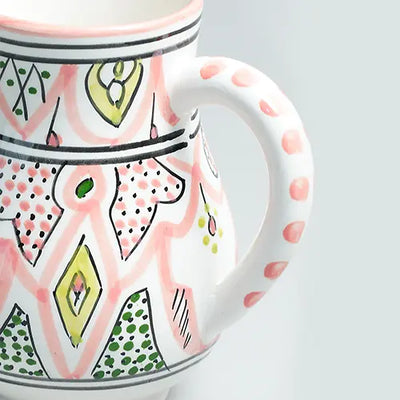 Secret Garden – Hand-Painted Moroccan Jug - Pink - Close up