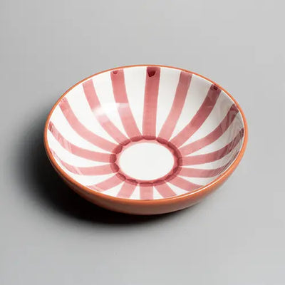 Handcrafted Ceramic - Sun Strip Shallow Bowl - Terracotta - Medium - Photo 1