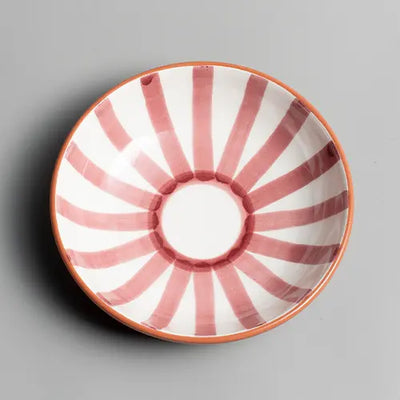 Handcrafted Ceramic - Sun Strip Shallow Bowl - Terracotta - Medium - Photo 2