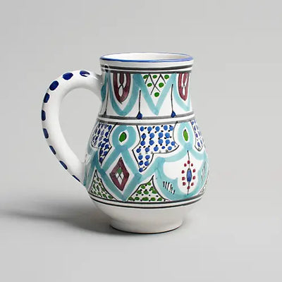 Secret Garden – Hand-Painted Moroccan Jug - Blue - Photo 3