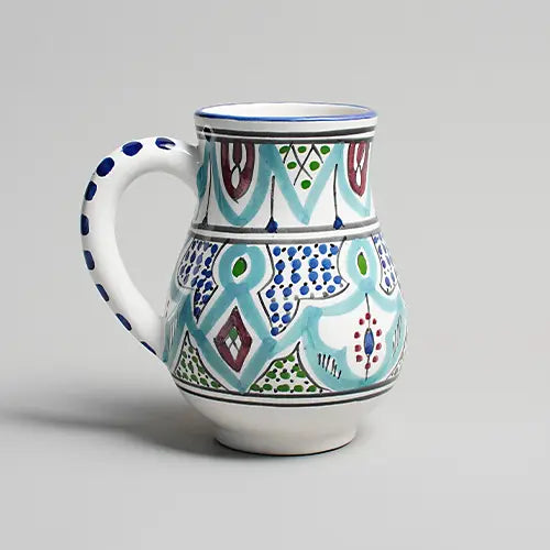 Secret Garden – Hand-Painted Moroccan Jug - Blue - Photo 3