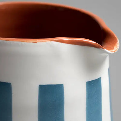 Sun Strip Pitcher - Blue - Close up